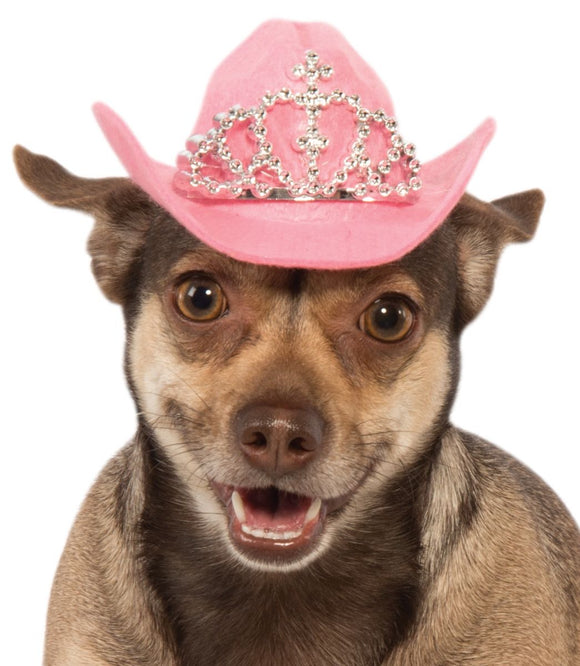 Pets Cowboy Hat - Various Colors - Small/Medium / Pink w/ Tiara - Pet Costumes & Accessories 3