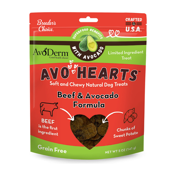 AvoDerm Natural AvoHearts Natural Dog Treats (5 oz) - Beef & Avocado - Dog Treat 1