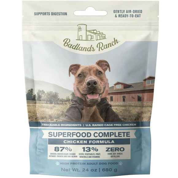 Badlands Ranch Superfood Premium Air Dried Chicken Dog Food - 24oz