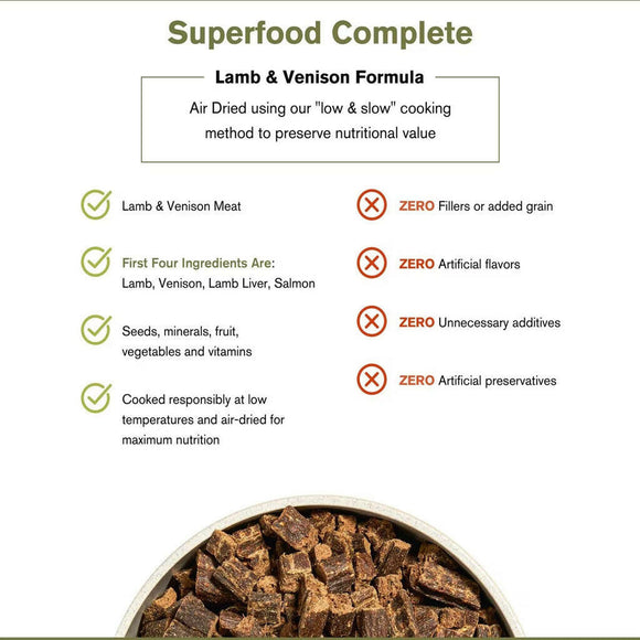 Food Features of Badlands Ranch Superfood Complete Premium Air Dried Lamb & Venison Dog Food