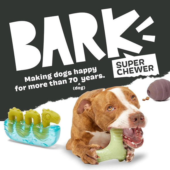 BARK Super Chewer Hambone 2-in-1 Plush Exterior with Tough Center Treat Dispensing Dog Chew Toy