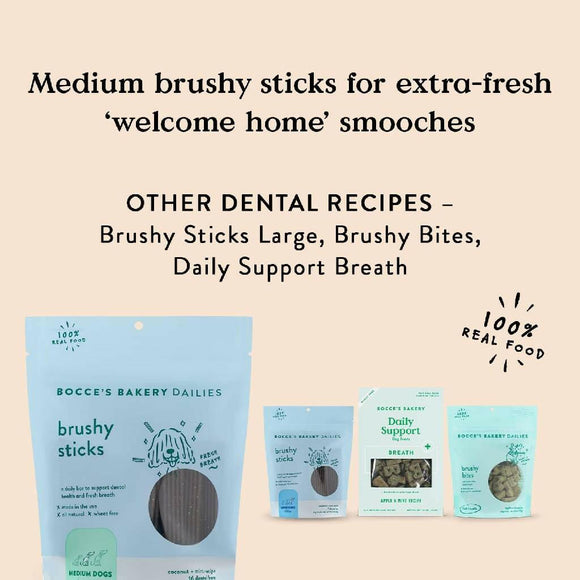 Bocce's Bakery Brushy Sticks Dental Bars for Medium Dogs (13 oz)