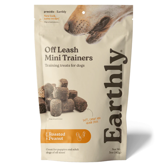 Earthly Off Leash Mini Trainers Roasted Peanut Recipe Dog Treats (5 oz) - Soft & Chewy Dog Treats 1