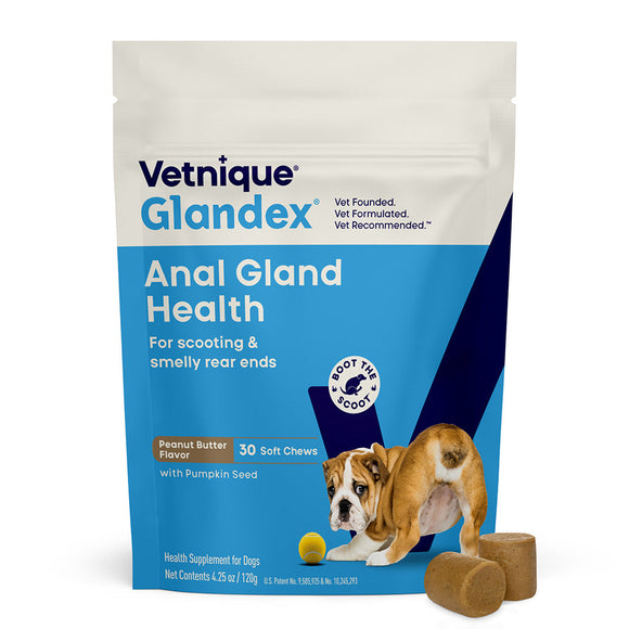 Glandex Advanced Vet Strength Anal Gland Support for Dogs Duck & Bacon Flavor - 30 chews - Dog & Cat Supplements &