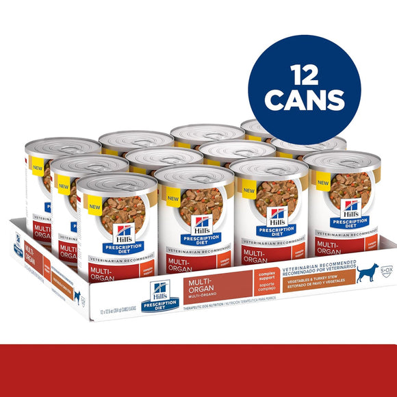 Hill's Prescription Diet Multi-Organ Complex Support Turkey & Vegetable Stew Wet Food For Dog (12.5oz x 12 cans)