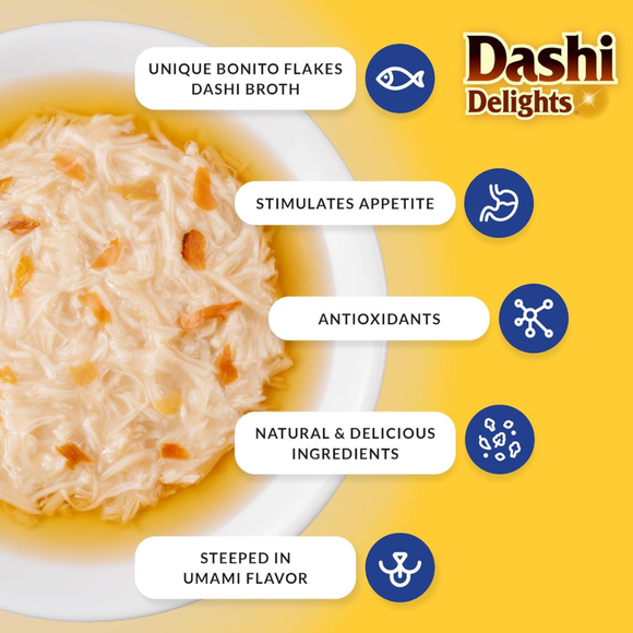 Inaba Dashi Delights Chicken Variety Pack in Broth Cat Food 2.5-oz pack of 12 - Cat Food 2