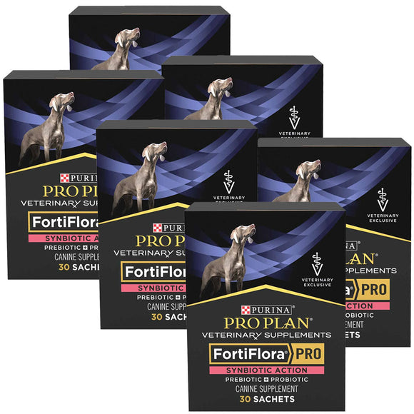 Purina Pro Plan Veterinary Supplements FortiFlora PRO Synbiotic Action Probiotic Powder for Dogs - 180 sachets (pack of 6)