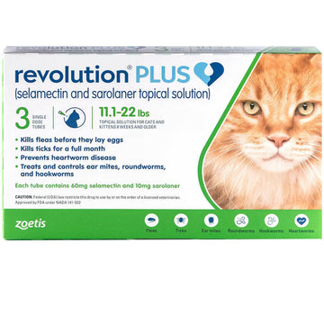 Revolution Plus  Topical Solution for Cats - Selamectin and Sarolaner (11.1-22 lbs) - Green Box