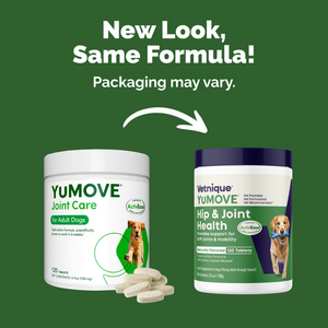 new packaging of YuMOVE Hip & Joint Health Tablets for Dogs